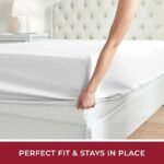 Prime Linens Extra Deep 30Cm Plain Fitted Sheet, Elastic Pocket Breathable Soft Polyester Cotton Bed sheet Machine Washable Fade Resistant (White, Double) - Image 3
