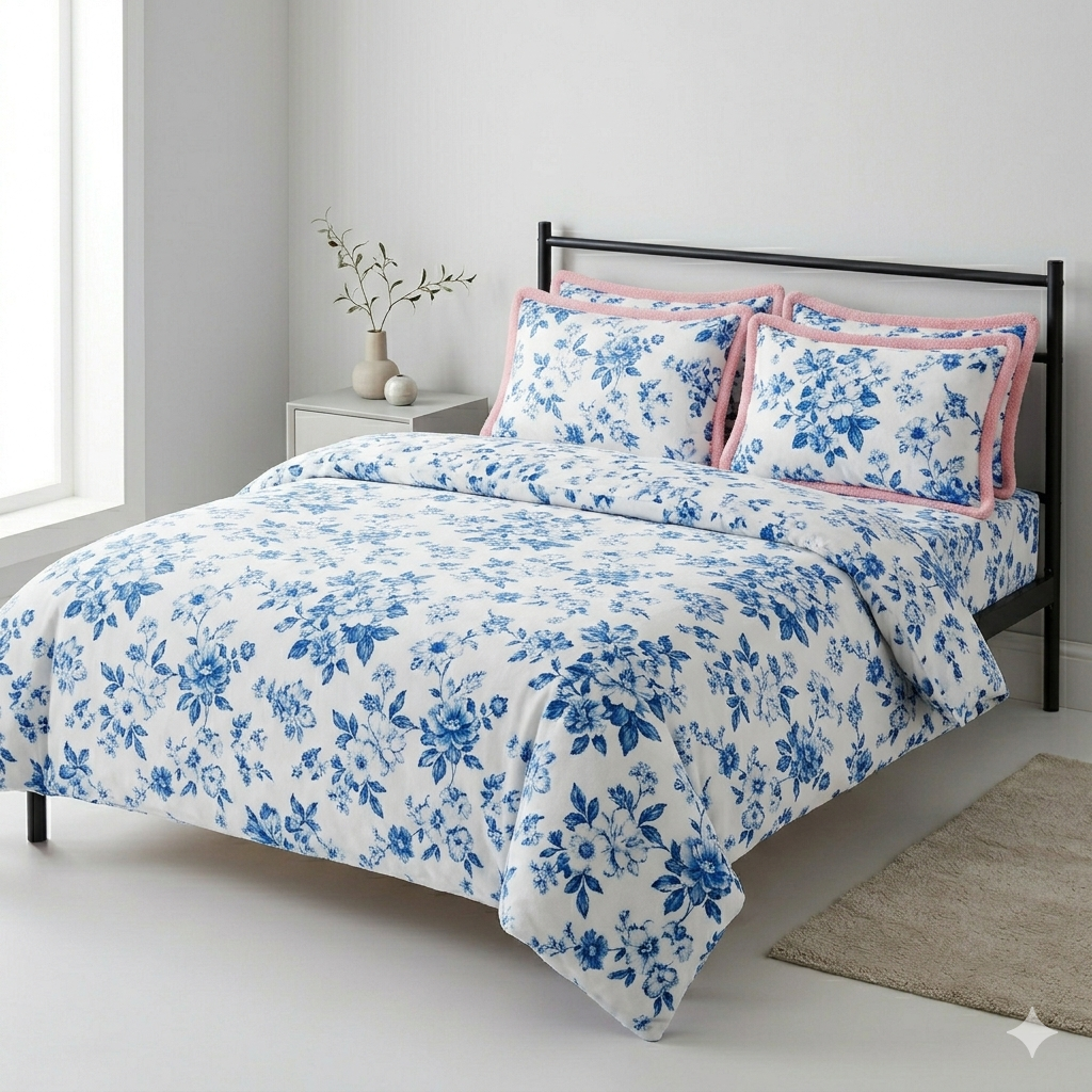 Blue Bloom Bedsheet Set