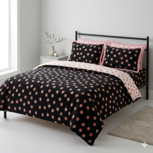 Black Floral Print Bedsheet Set