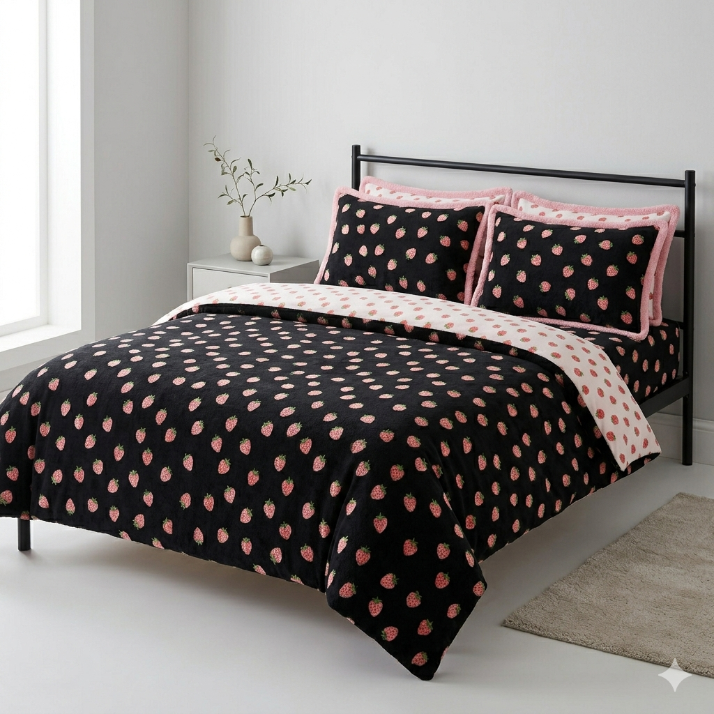Black Floral Print Bedsheet Set