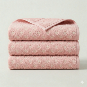 Pink Hearts Premium Cotton Bath Towel
