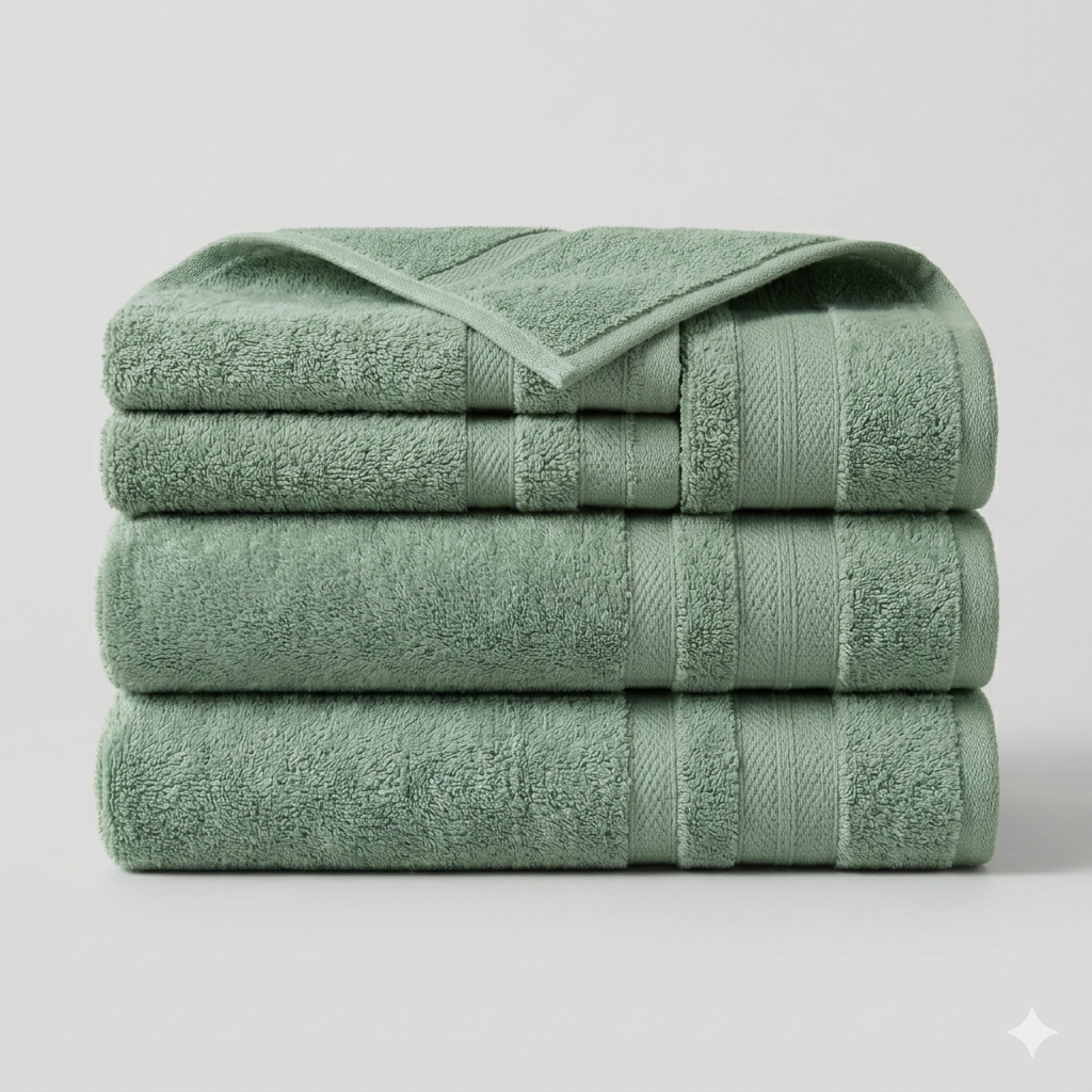 Premium Stripe Cotton Towel (Sage)