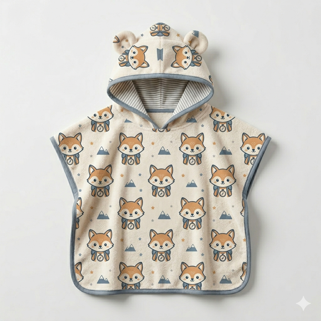 Animated Hooded Kids Poncho (Design 2)