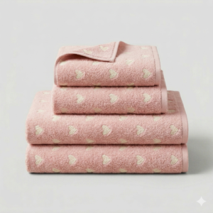 Pink Hearts Premium Cotton Bath Towel (Soft)