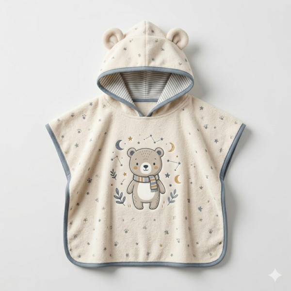 Animated Hooded Kids Poncho (Design 1)