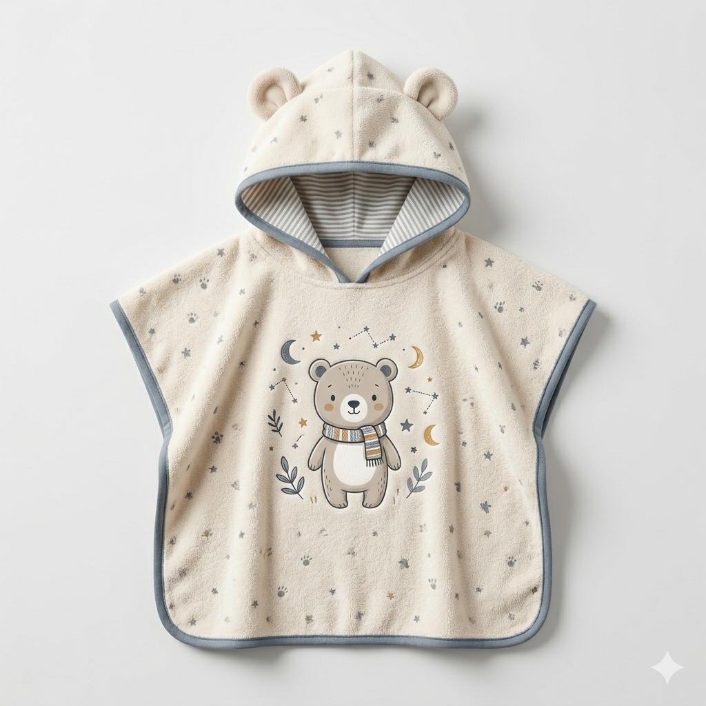 Animated Hooded Kids Poncho (Design 1)