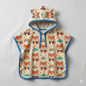 Animated Hooded Kids Poncho (Design 4)