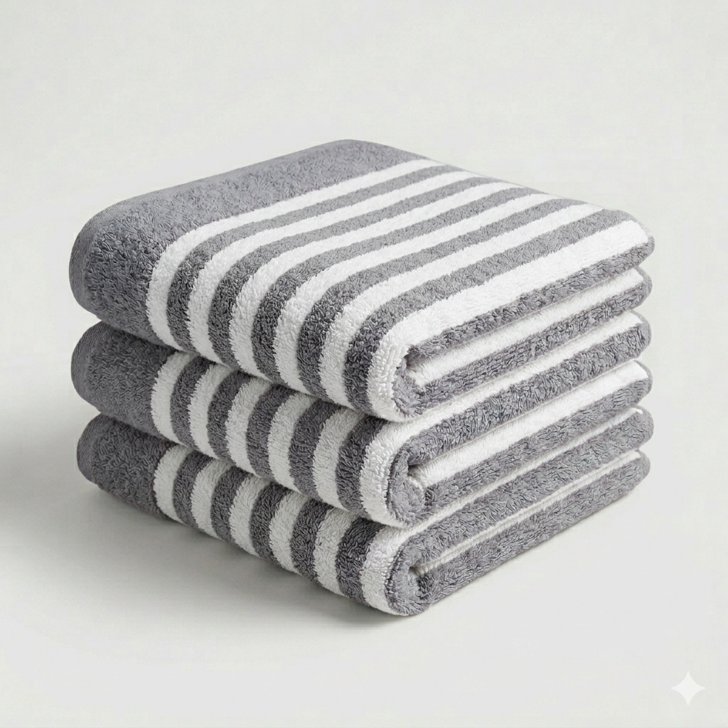 Striped Cotton Bath Towel