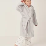 Grey Kids Snuggle Robe | Ultra Soft Hooded Fleece Bathrobe 1–12 Years