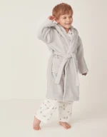 Grey Kids Snuggle Robe | Ultra Soft Hooded Fleece Bathrobe 1–12 Years